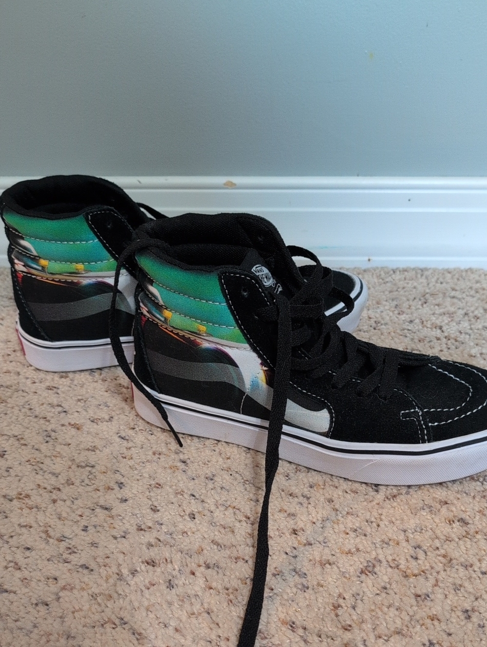 VANS SK8-Hi Comfy Cush Formula 66 Race Car Checkered Flags Shoes W8 M6.5